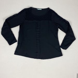 Maurice’s Long Sleeve Black Blouse Size L Pullover Top, Lace